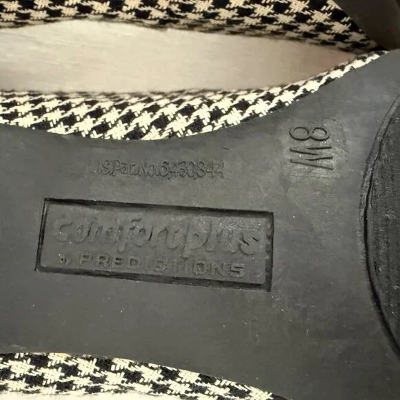 Comfort Plus Heels Size 8W Black White Houndstooth Pointed Toe Pumps - Picture 5 of 10